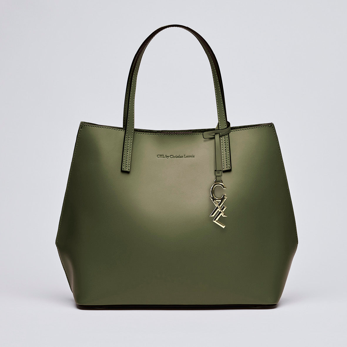 Leather handbag with removable pouch - Rivoli Khaki