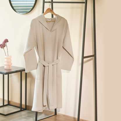 Hooded bathrobe - Nid d'abeille Taupe