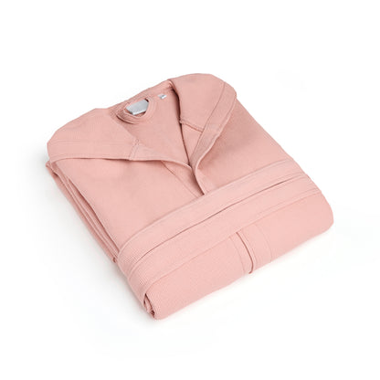 Hooded bathrobe - Nid d'abeille Pink