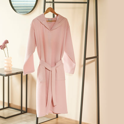 Hooded bathrobe - Nid d'abeille Pink