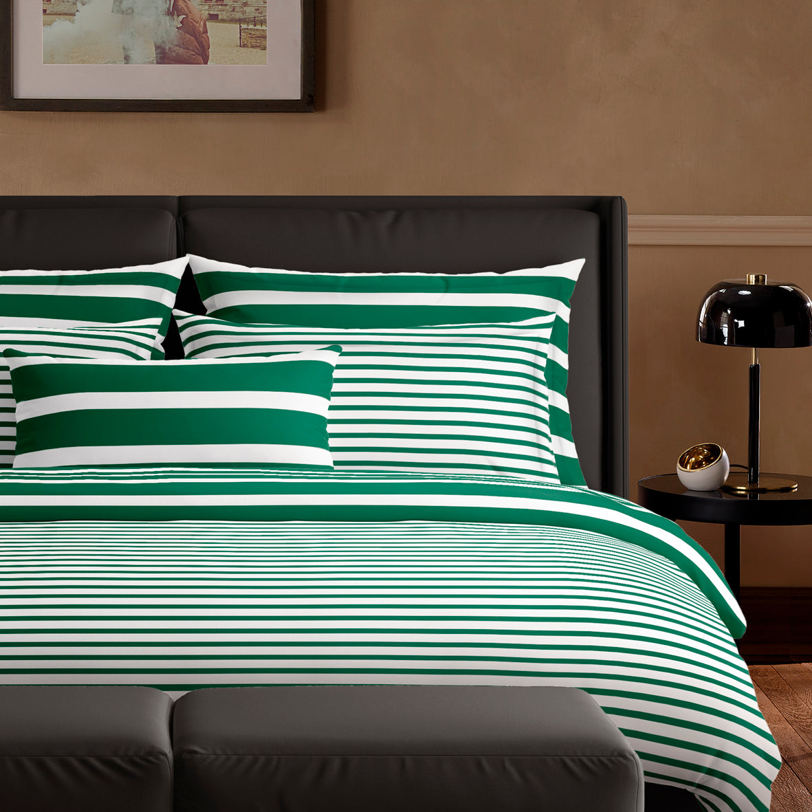 Duvet cover + pillowcase(s) cotton satin - Horizon Green