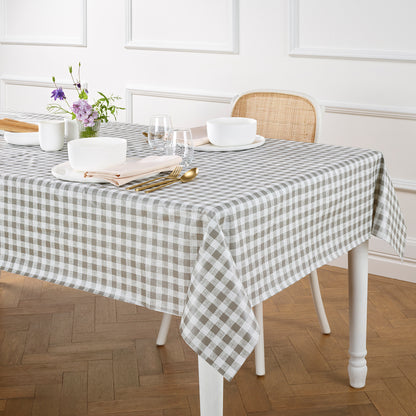 Nappe enduite anti-tache - Damier Taupe