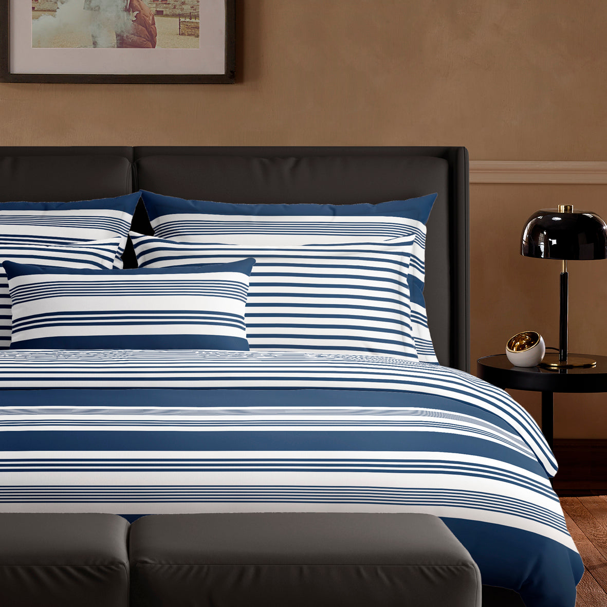 Duvet cover + pillowcase(s) cotton satin - Sylvestre Blue