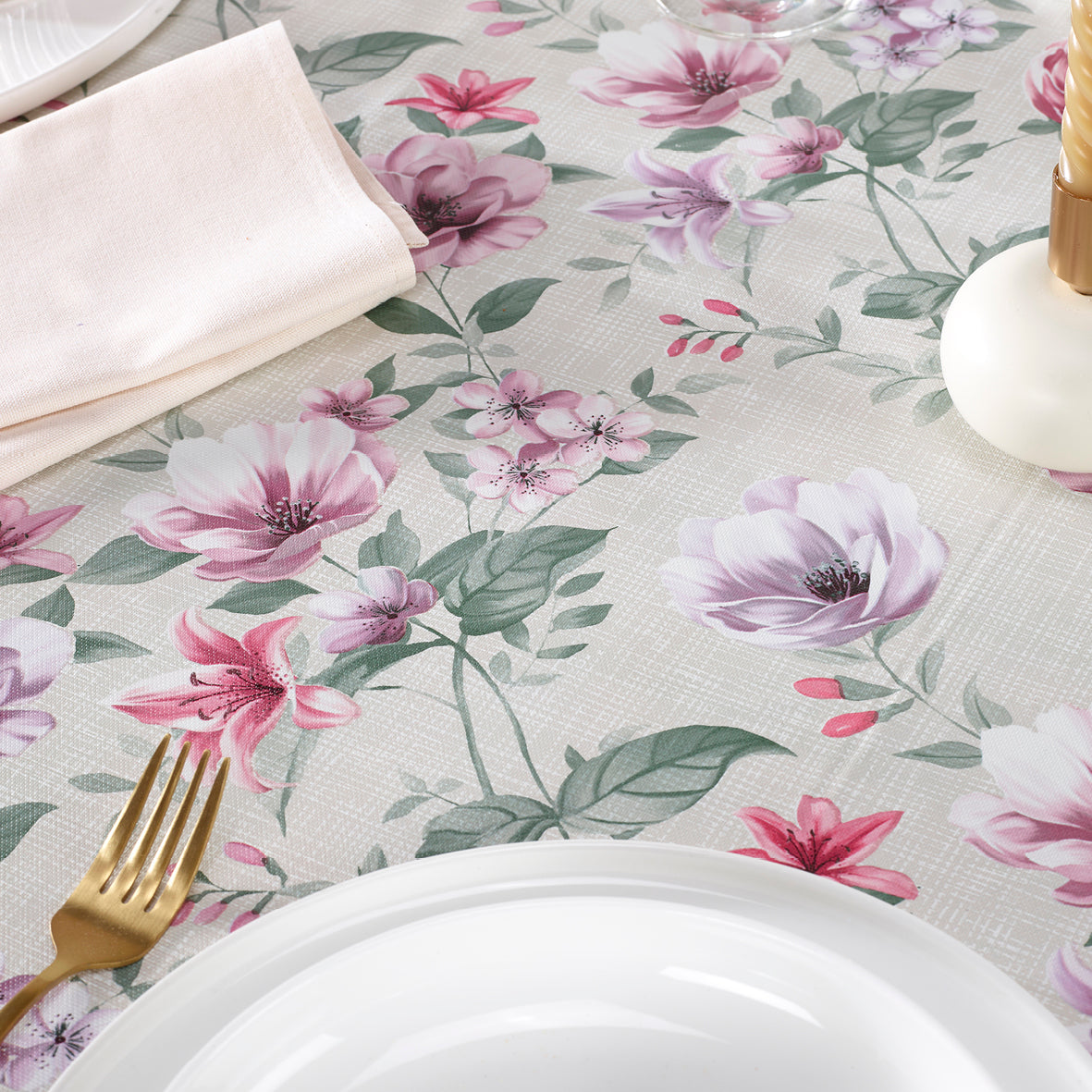 Tablecloth - Ode florale Grey