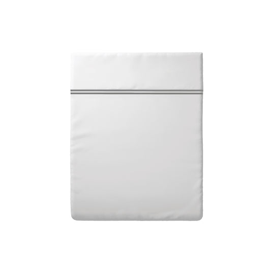 Drap plat satin de coton - Saint-Tropez Gris / Blanc