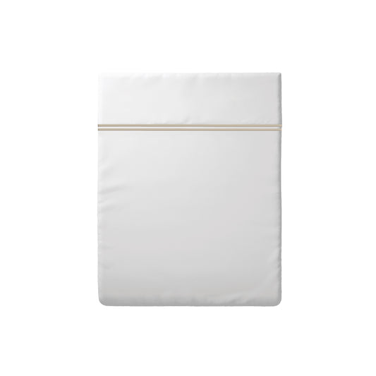 Drap plat satin de coton - Saint-Tropez Taupe / Blanc