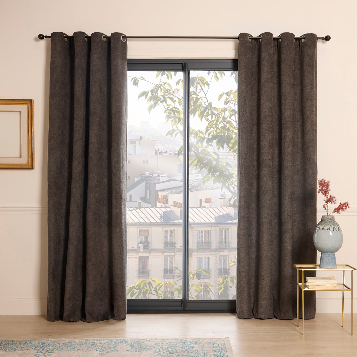 Blackout eyelet curtain - Kyoto Dark grey