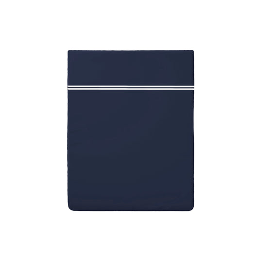 Drap plat satin de coton - Saint-Tropez Blanc / Bleu foncé