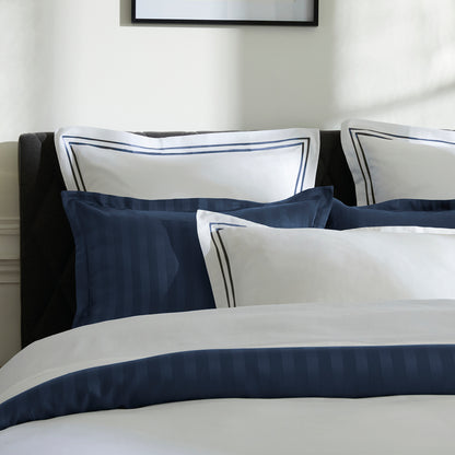 Pillowcase(s) cotton satin - Saint-Tropez Dark blue / White