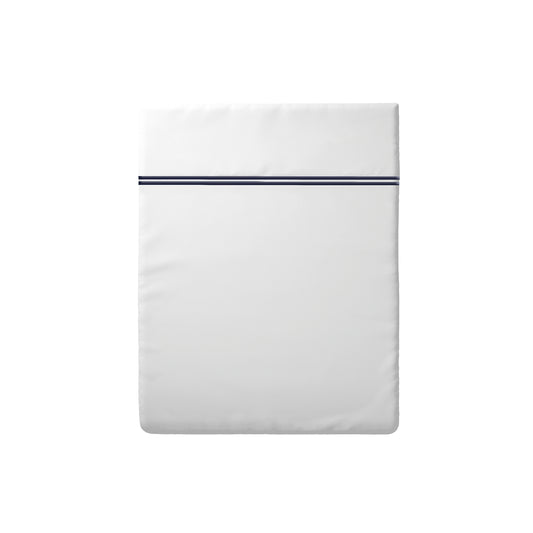 Drap plat satin de coton - Saint-Tropez Bleu foncé / Blanc