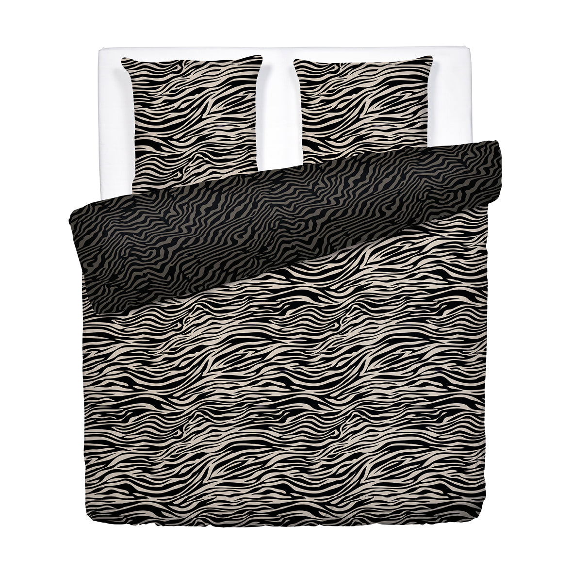 Duvet cover + pillowcase(s) cotton satin - Paradis zébré Black