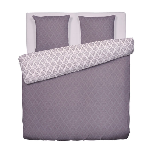 Duvet cover + pillowcase(s) cotton satin - Vibrance végétale Dark purple / Light purple