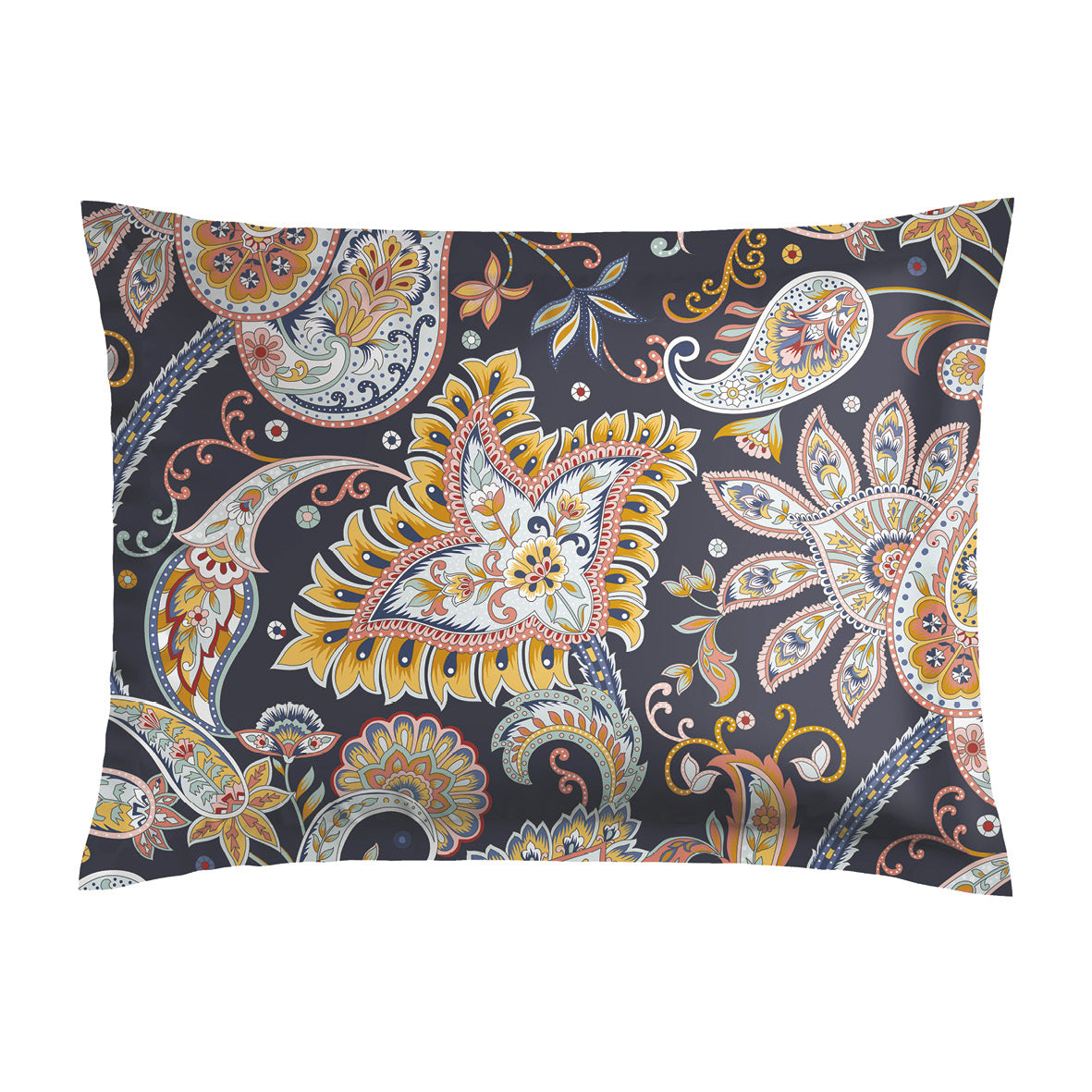 Pillowcase(s) cotton satin - Paisley Dark blue / Gold