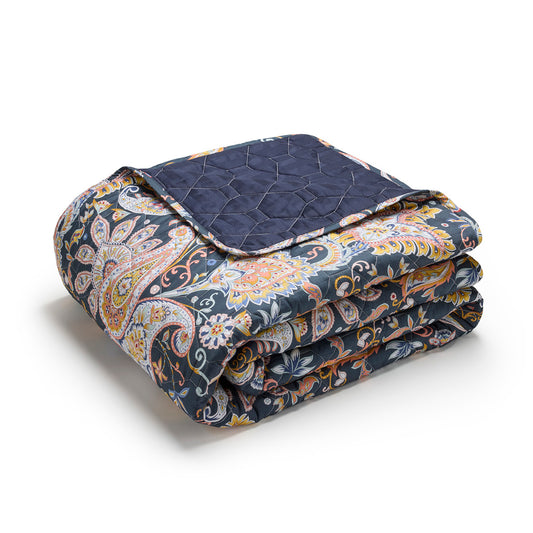 Bedspread XL Paisley Dark blue / Gold - 220 x 250 cm