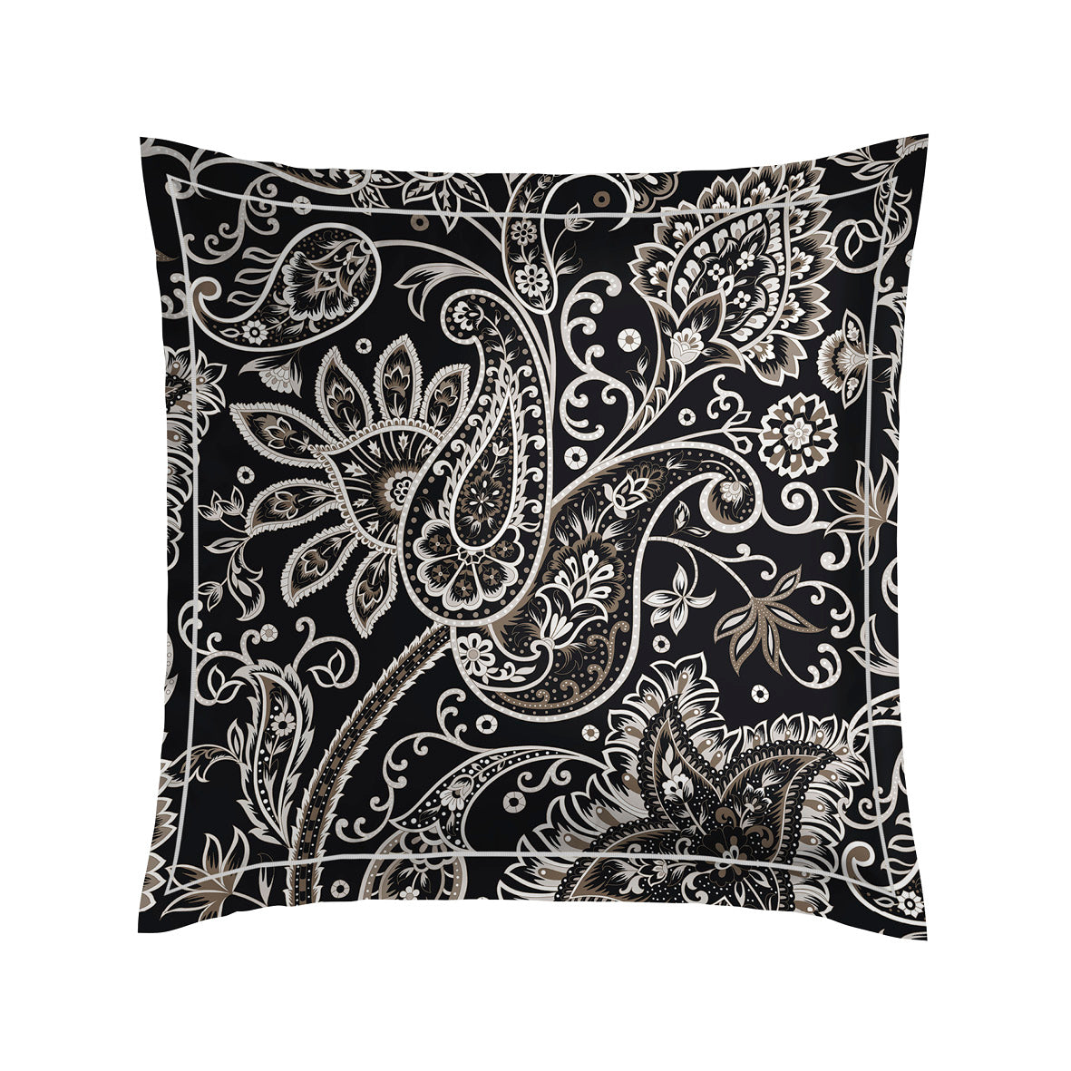 Taie(s) d'oreiller satin de coton - Paisley Noir