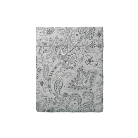 Drap plat satin de coton - Paisley Gris clair