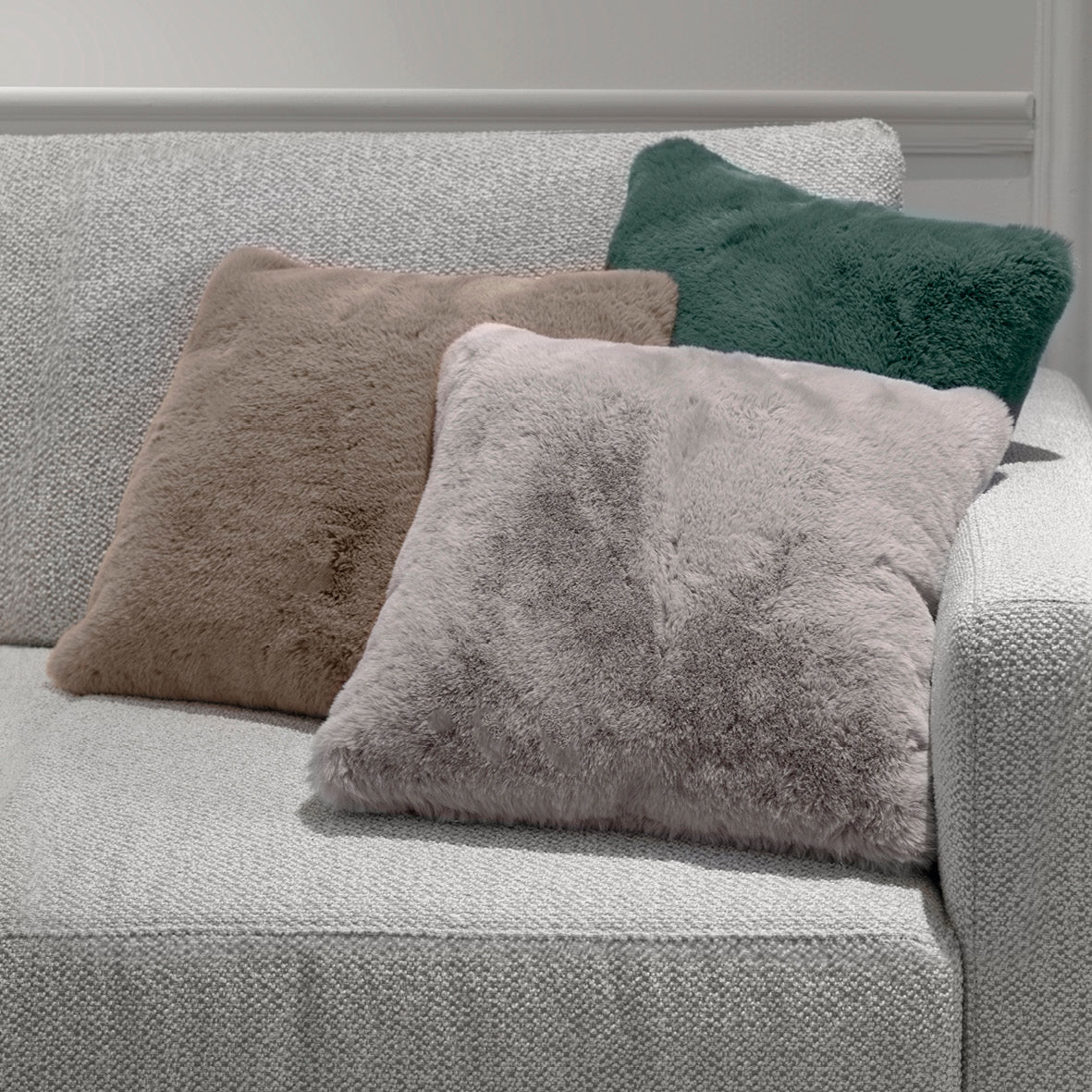 Cushion cover fake fur  Grey - 40 x 40 cm