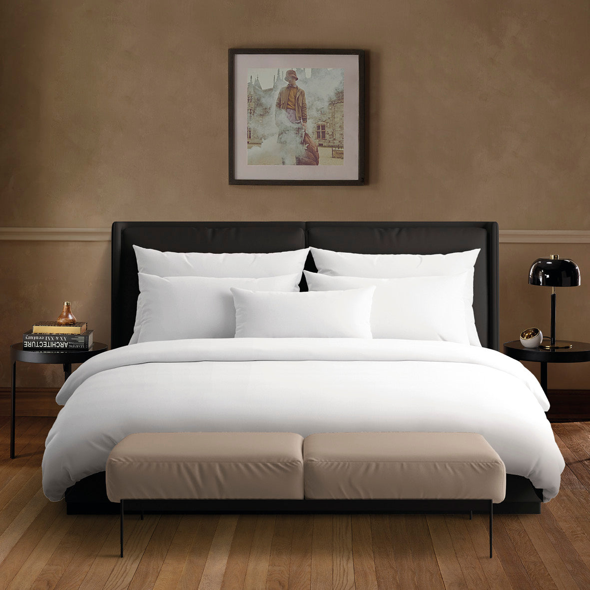 Duvet cover + pillowcase(s) cotton satin - Uni white