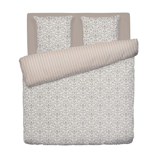 Duvet cover + pillowcase(s) cotton satin - Victorian taupe 260 x 240 cm + 2 x (63 x 63 cm)