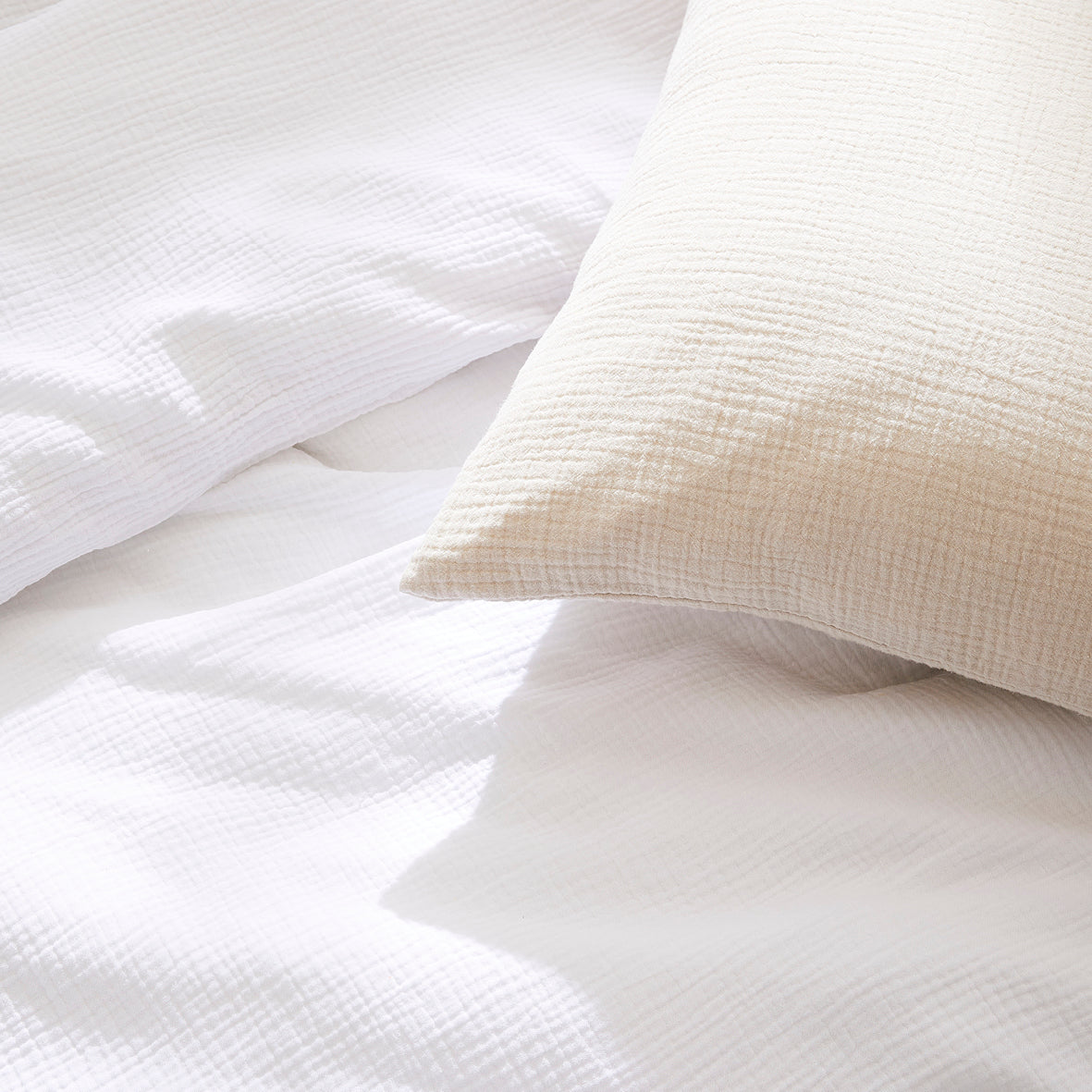 Duvet cover + pillowcase(s) cotton gauze - Uni White