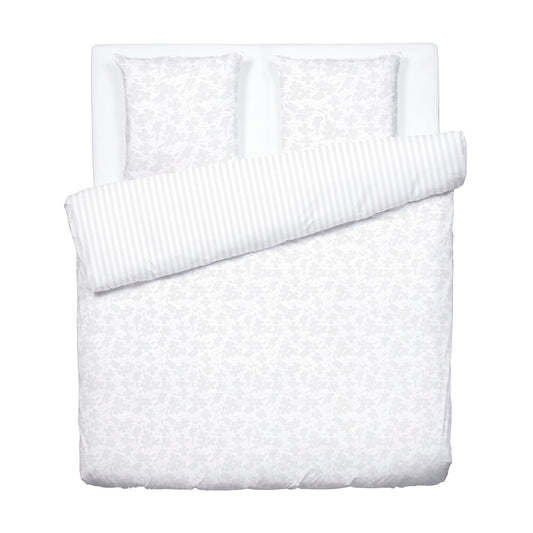 Duvet cover + pillowcase(s) cotton Jacquard woven - Petit Chênes White 260 x 240 cm + 2 x (63 x 63 cm)