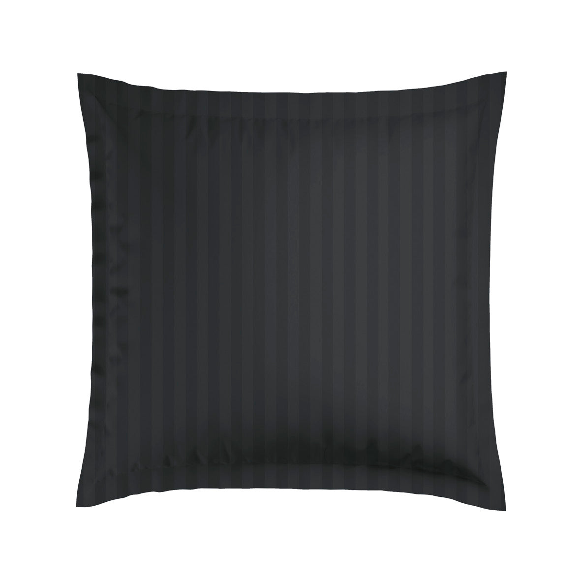 Set of 2 pillowcases cotton satin Jacquard woven - Dobby stripe Black 63 x 63 cm