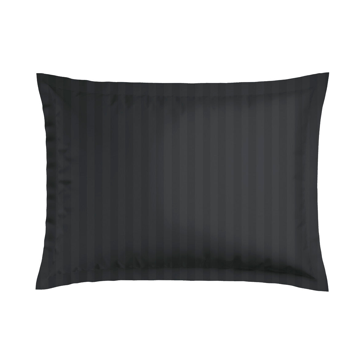 Set of 2 pillowcases cotton satin Jacquard woven - Dobby stripe Black 50 x 70 cm