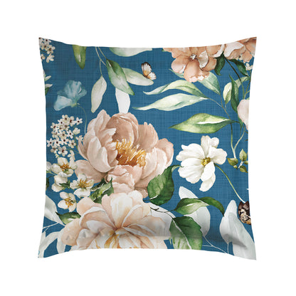 Pillowcase(s) cotton satin - Jardin de Fleurs Blue 2 x (63 x 63 cm)