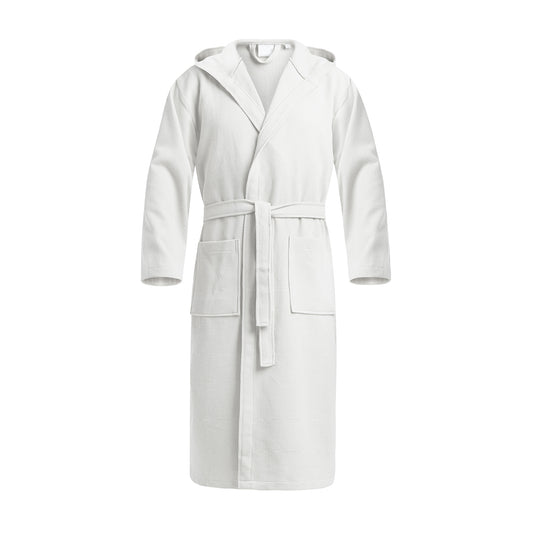 Hooded bathrobe Nid d'abeille - White