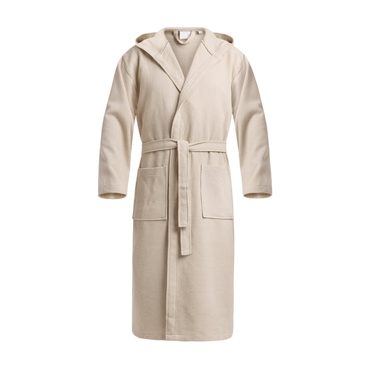 Hooded bathrobe Nid d'abeille - Taupe