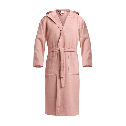 Hooded bathrobe Nid d'abeille - Pink