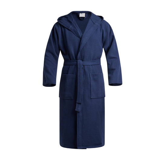 Hooded bathrobe Nid d'abeille - Dark blue