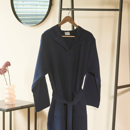 Hooded bathrobe Nid d'abeille - Dark blue