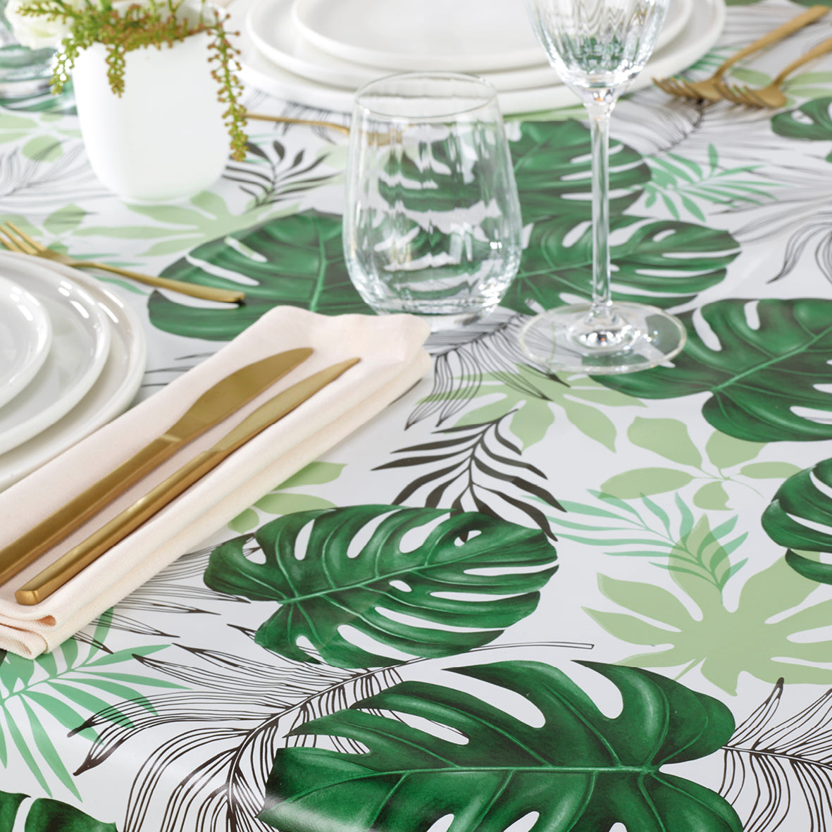 Tablecloth - Palmier à feuilles White