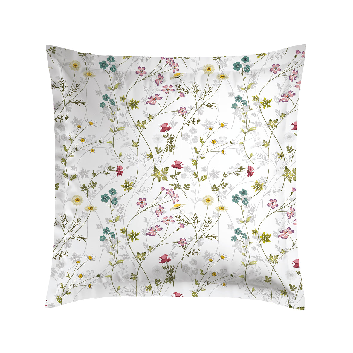 Pillowcase(s) cotton satin - Fleurs sauvages White / Pink