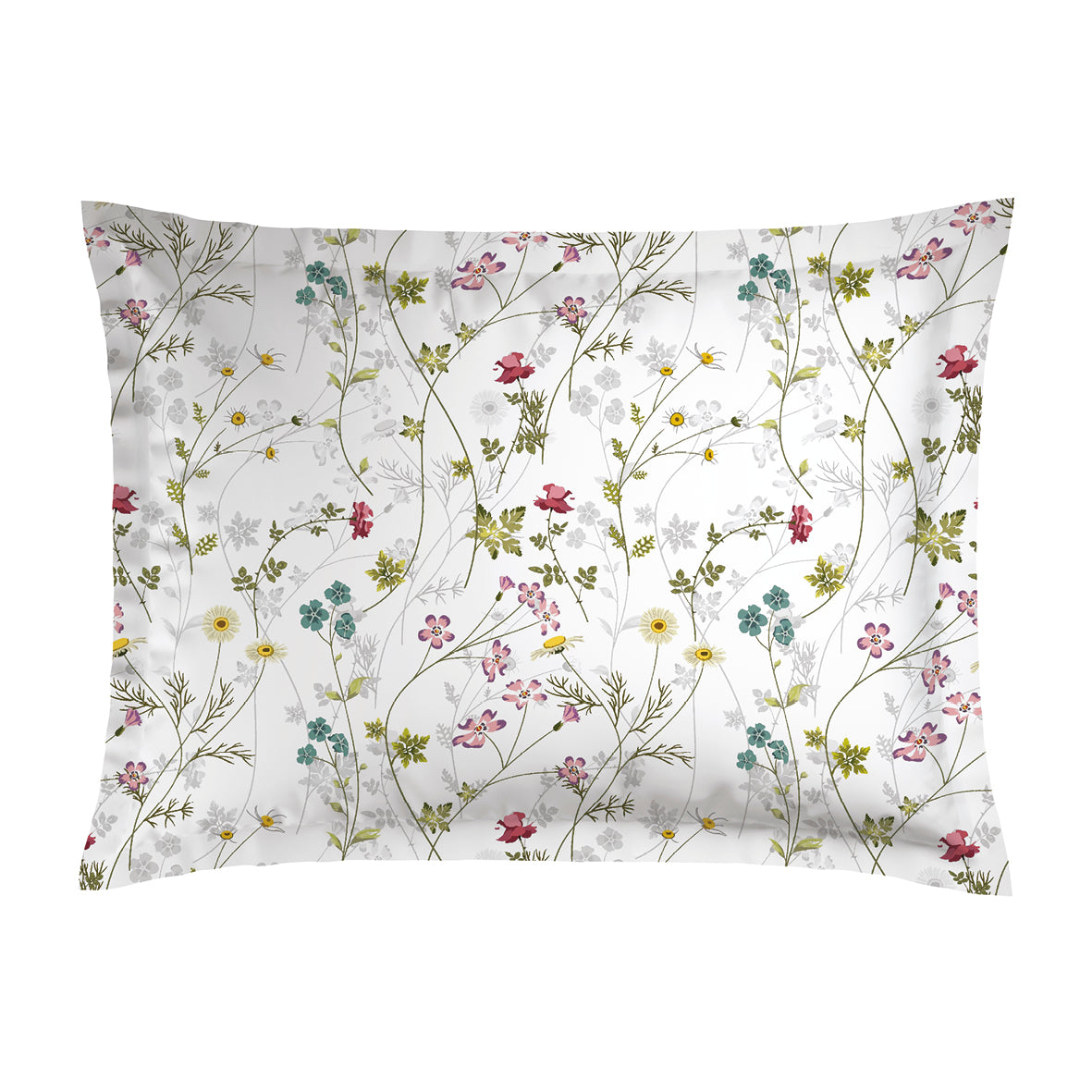 Pillowcase(s) cotton satin - Fleurs sauvages White / Pink