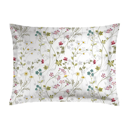 Pillowcase(s) cotton satin - Fleurs sauvages White / Pink