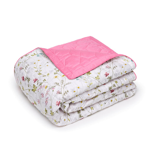 Bedspread XL Fleurs sauvages White / Pink - 220 x 250 cm