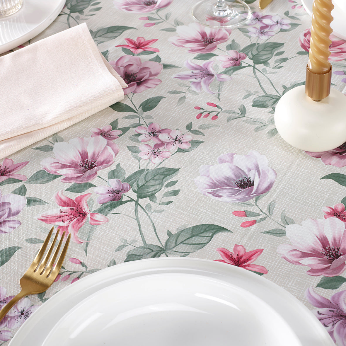 Tablecloth - Ode florale Grey