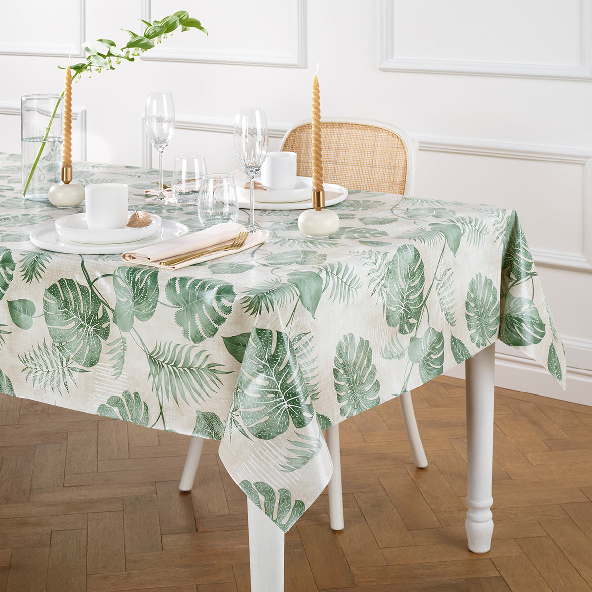 Tablecloth - Forêt de feuilles Taupe