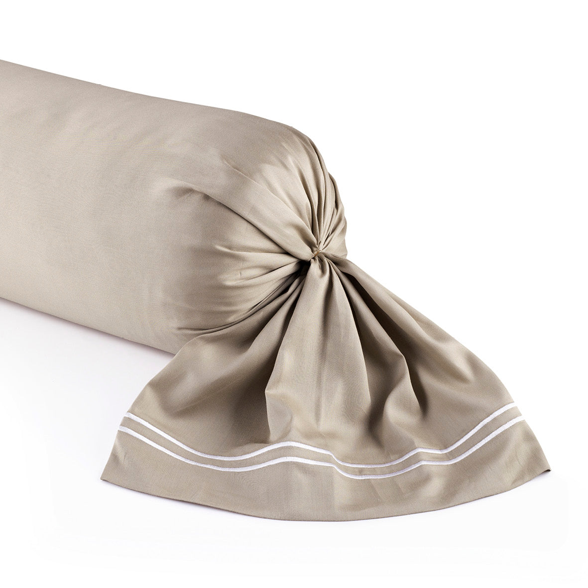 Pillowcase(s) cotton satin - Nice White / Taupe