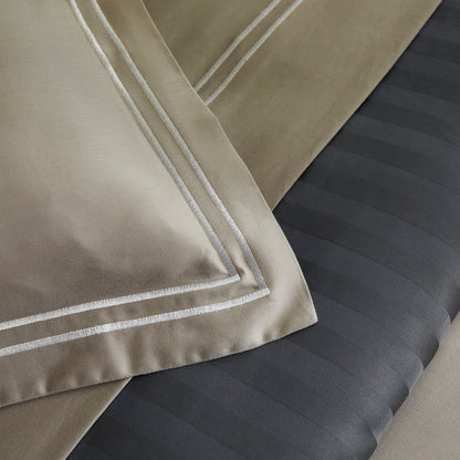 Flat sheet cotton satin - Nice White / Taupe