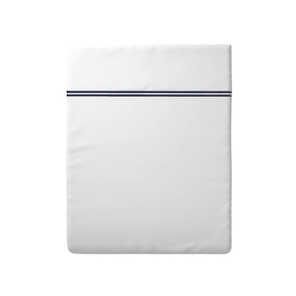 Flat sheet cotton satin - Nice Dark blue / White