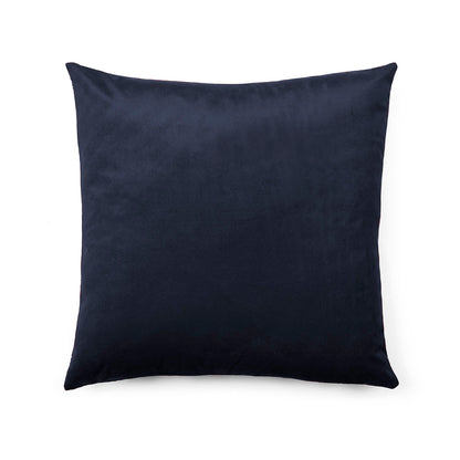 Housse de coussin velours avec dessin fleuri : bleu foncé