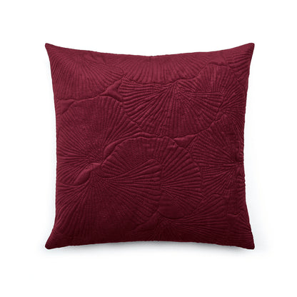 Housse de coussin velours avec dessin fleuri : bordeaux