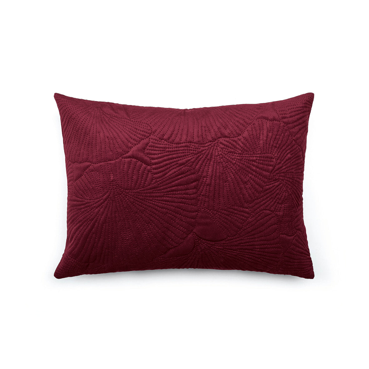 Housse de coussin velours avec dessin fleuri : bordeaux