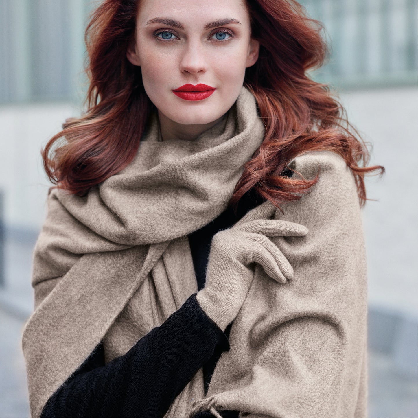 Long scarf cashmere - taupe