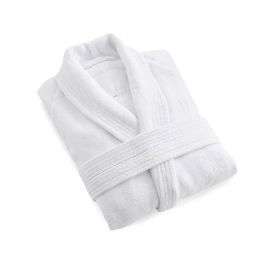 Bathrobe with shawl collar - White