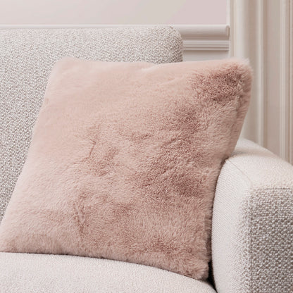 Housse de coussin imitation fourrure  Rose clair - 40 x 40 cm