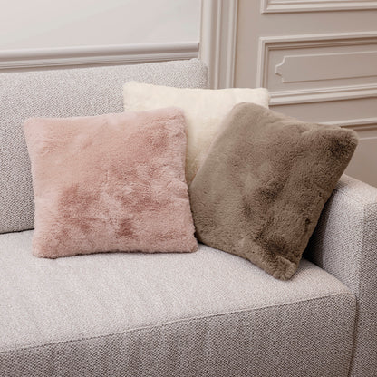 Housse de coussin imitation fourrure  Rose clair - 40 x 40 cm